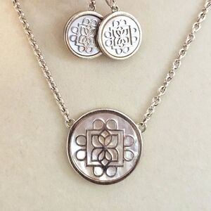 Lanna Eight Petal Deluxe Medallion Necklace & Earrings Sterling Silver MOP Set